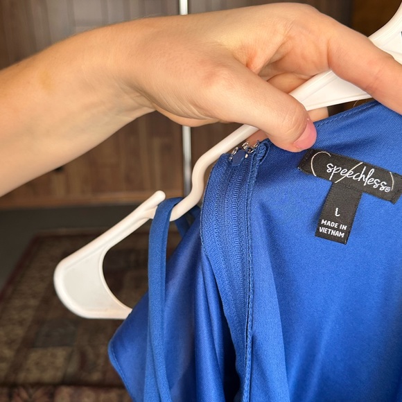 Royal Blue Cocktail Dress Plunging Neckline Fun Straps - Picture 8 of 8